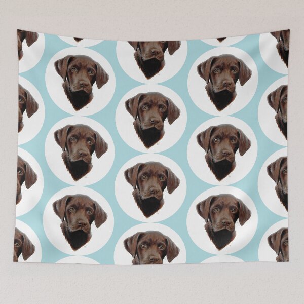 Item preview, Chocolate Labrador Puppy (blue) designed and sold by SandraWarmerdam.