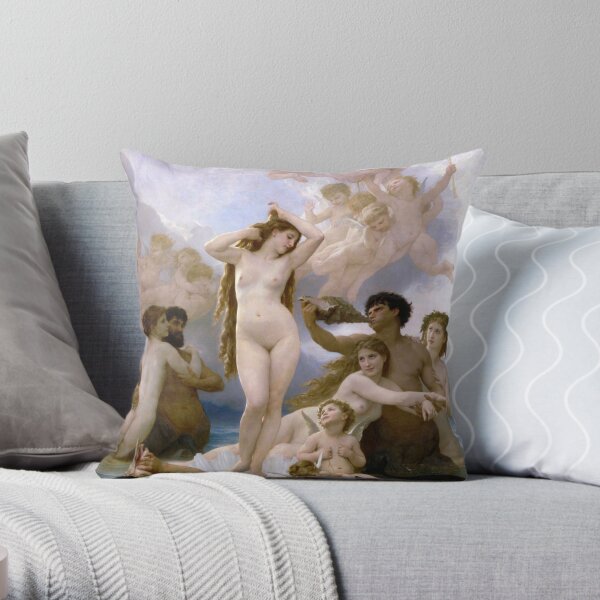 The Birth of Venus (Bouguereau) Throw Pillow