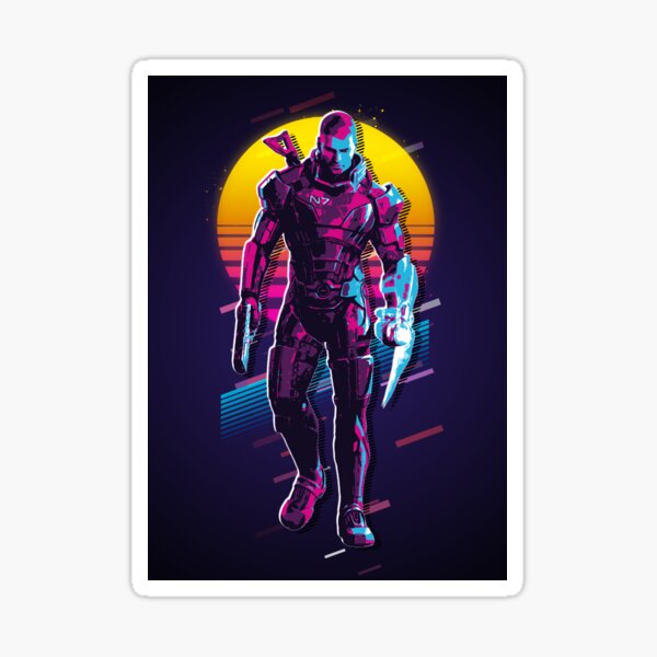 Vista previa del artículo con la obra «Comandante Shepard - Mass Effect *80s Retro*», diseñado y vendido por MyRetroArt.