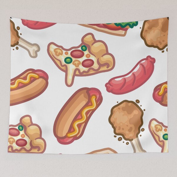 Item preview,  funny fast food illustration pattern designed and sold by Sya Prints.