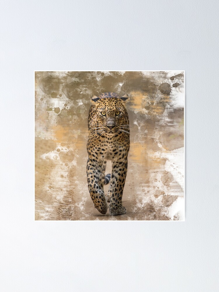 "Abstract of Sri Lankan Leopard Canvases Digital Art " Poster for