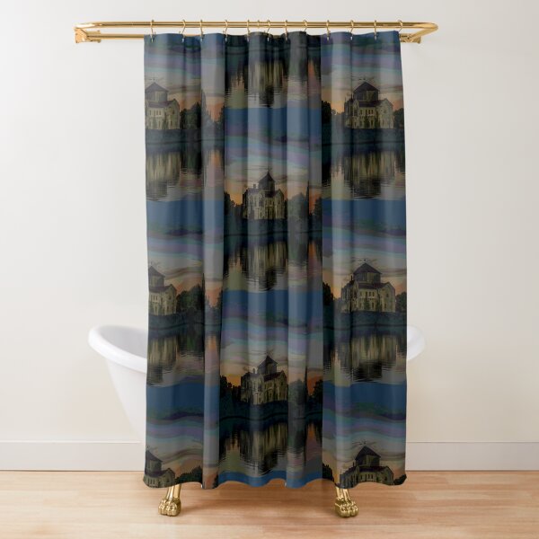  Rustic Lake Cabin Shower Curtain Retro Wooden Board