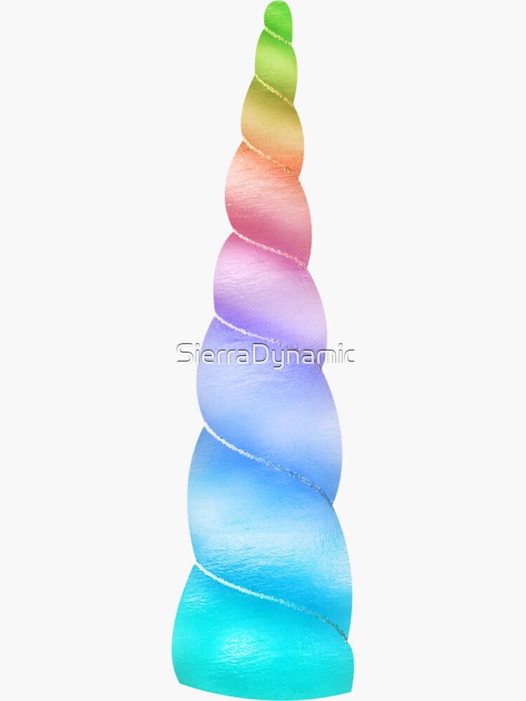 Rainbow unicorn horn swirl in teal, blue, purple, pink, peach, orange,  yellow, green Sticker for Sale by SierraDynamic