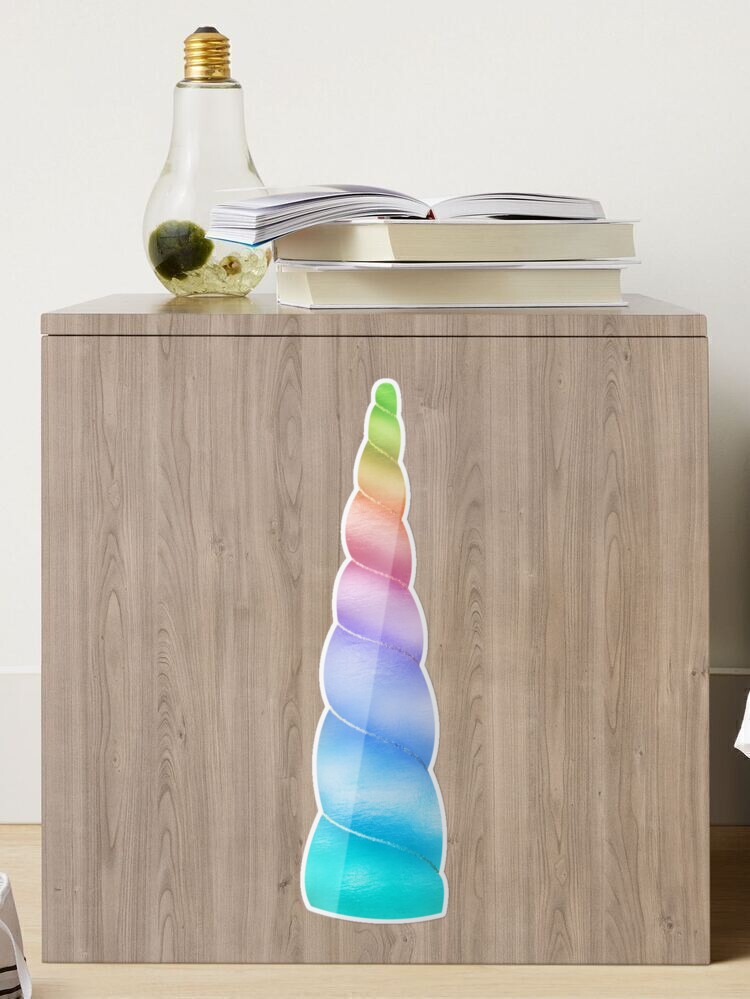 Rainbow unicorn horn swirl in teal, blue, purple, pink, peach, orange,  yellow, green Sticker for Sale by SierraDynamic