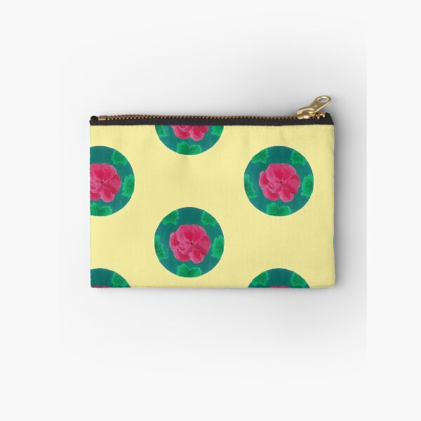 Item preview, Summery pink flower with leaves in circle pattern yellow designed and sold by MilesOfArt.