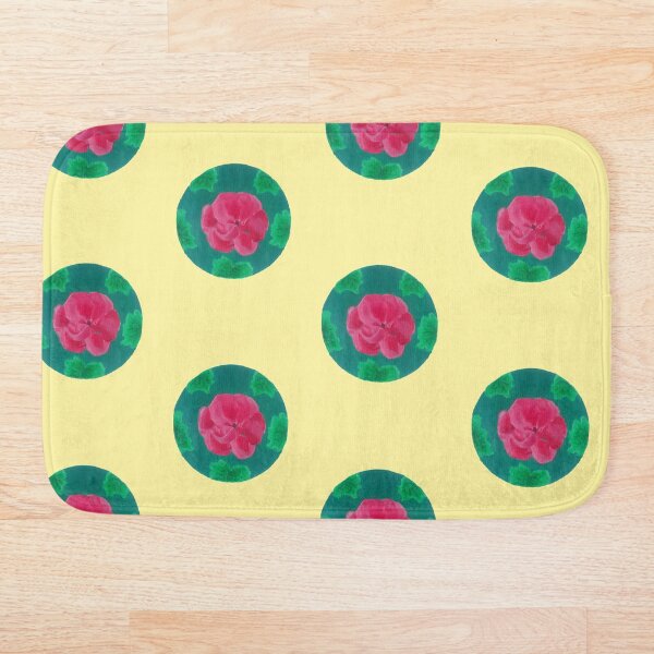 Item preview, Summery pink flower with leaves in circle pattern yellow designed and sold by MilesOfArt.