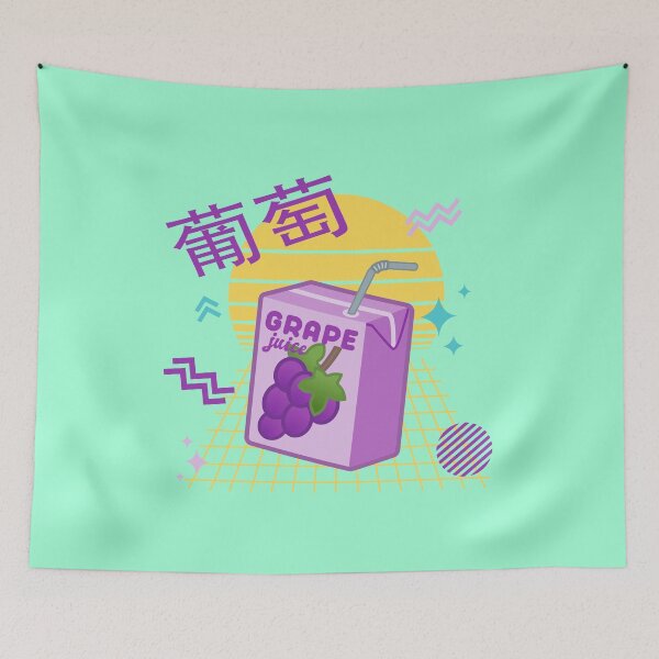 Item preview, 90s Japanese Kawaii Grape Juice Box designed and sold by Happy Puppy Print On Demand.