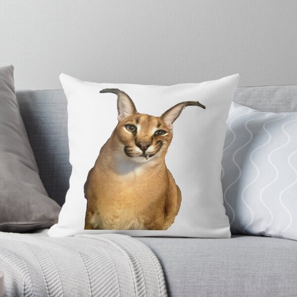 Meme World Big Floppa Meme Cute Caracal Cat Throw Pillow, 16x16, Multicolor