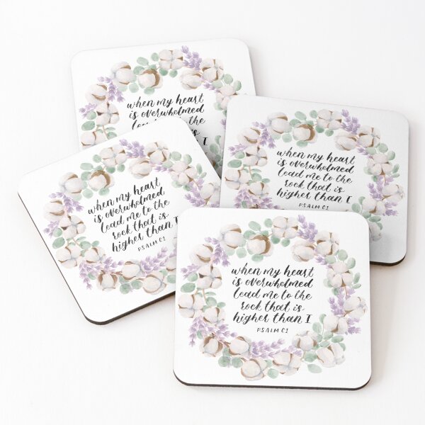 Item preview, Cotton, Lavender, and Eucalyptus Wreath with Psalm 61 Calligraphy designed and sold by floweringwords.