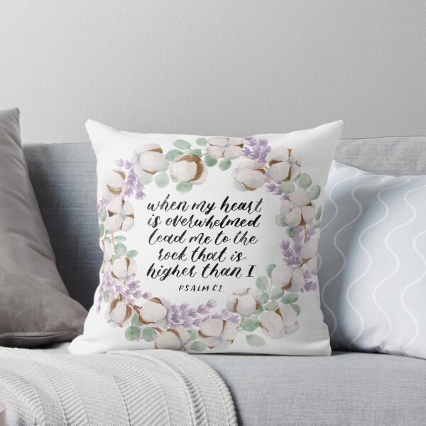 Item preview, Cotton, Lavender, and Eucalyptus Wreath with Psalm 61 Calligraphy designed and sold by floweringwords.