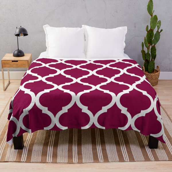 Item preview, Raspberry plain background and white art deco pattern designed and sold by Brontorino.