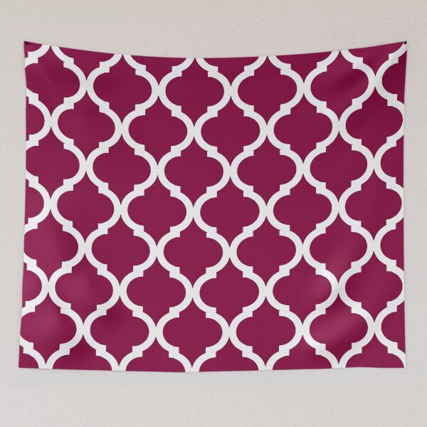 Item preview, Raspberry plain background and white art deco pattern designed and sold by Brontorino.