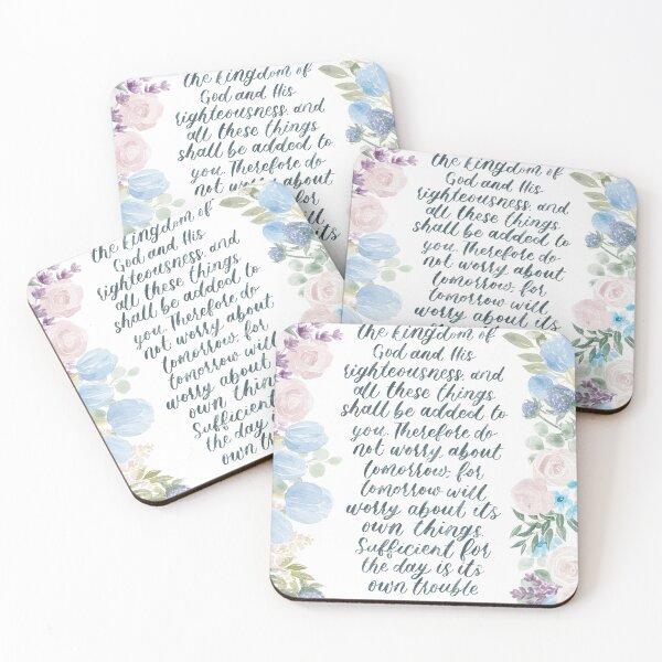 Item preview, Blue and Purple Watercolour Florals with Matthew 6 designed and sold by floweringwords.