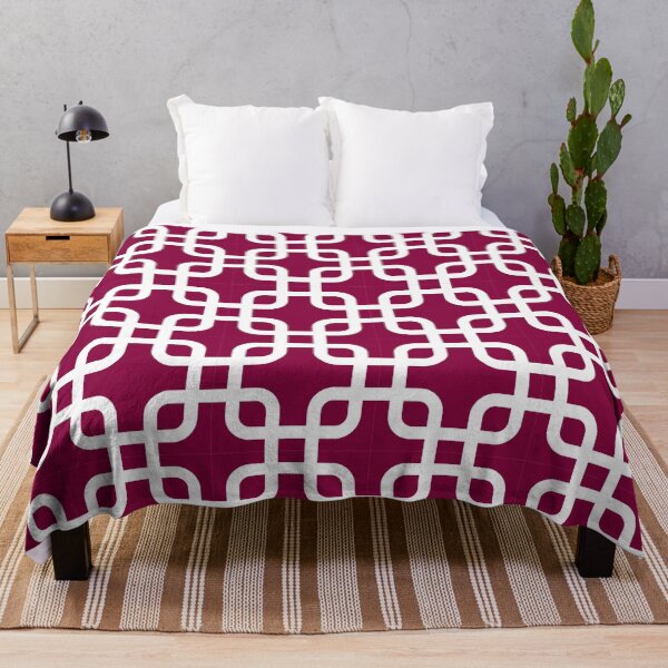 Item preview, Raspberry plain background and white art deco pattern designed and sold by Brontorino.