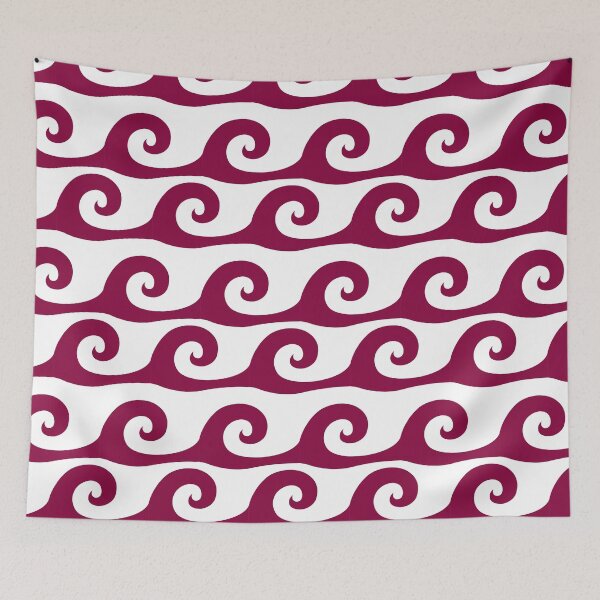 Item preview, Raspberry waves on white background pattern designed and sold by Brontorino.