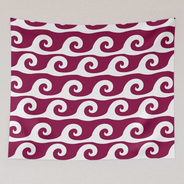 Item preview, Raspberry background white waves pattern designed and sold by Brontorino.