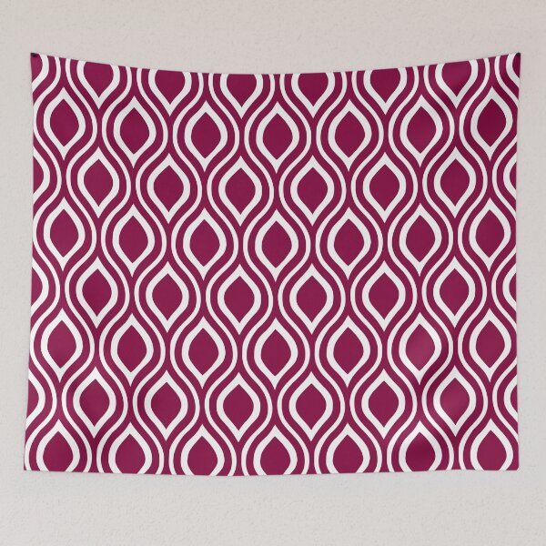 Item preview, Raspberry plain background and white art deco pattern designed and sold by Brontorino.