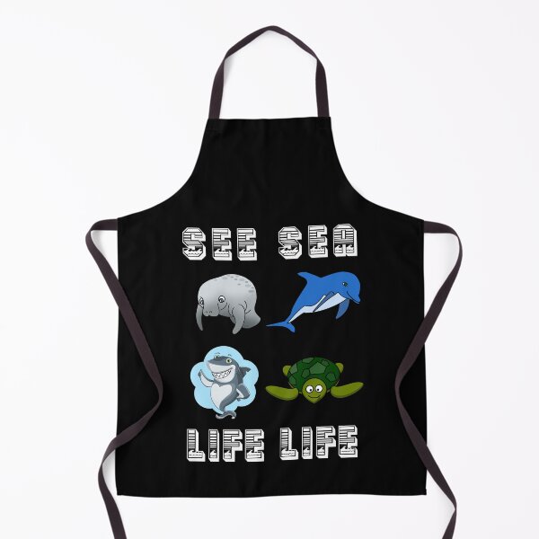 Item preview, See Sea Life Life Manatee Bottle Nose Dolphin Smiling Shark Sea Turtle Black designed and sold by KeysTreasures.