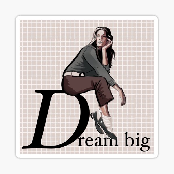 Item preview, DREAM BIG female empowering drawing with lettering designed and sold by Dilerte.