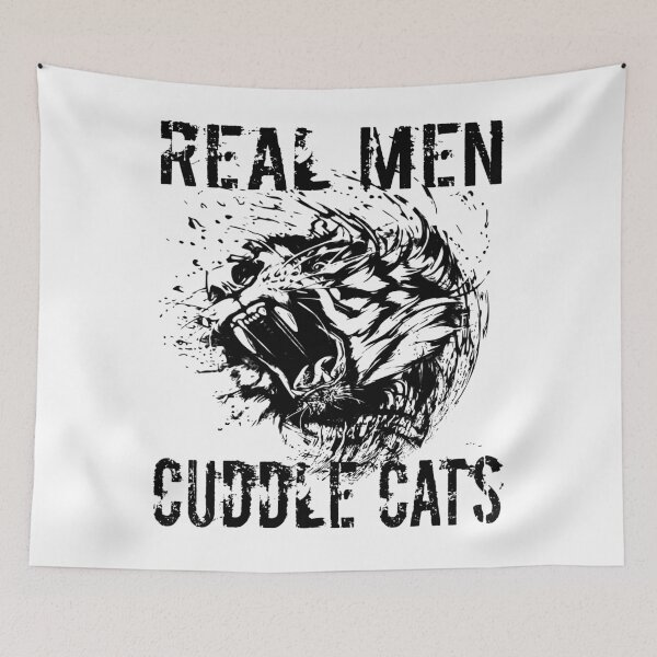 Item preview, Real men cuddle cats - lion saying man designed and sold by Raeolus.