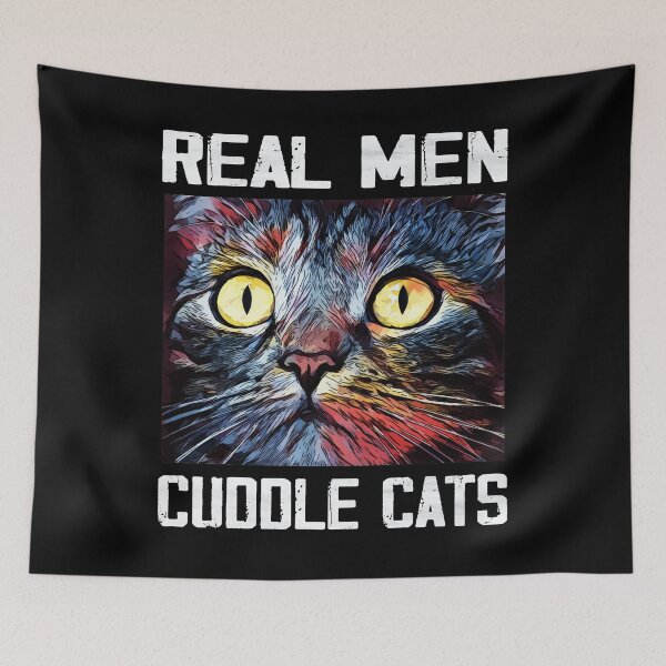 Item preview, real men cuddle cats - saying, gift man cat designed and sold by Raeolus.