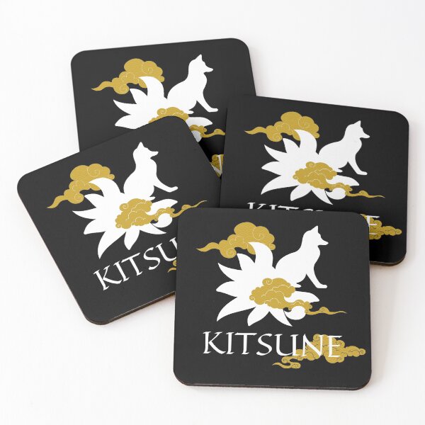 Item preview, Kitsune 9 tailed fox silhouette in traditional Japanese background designed and sold by ThousandAutumns.