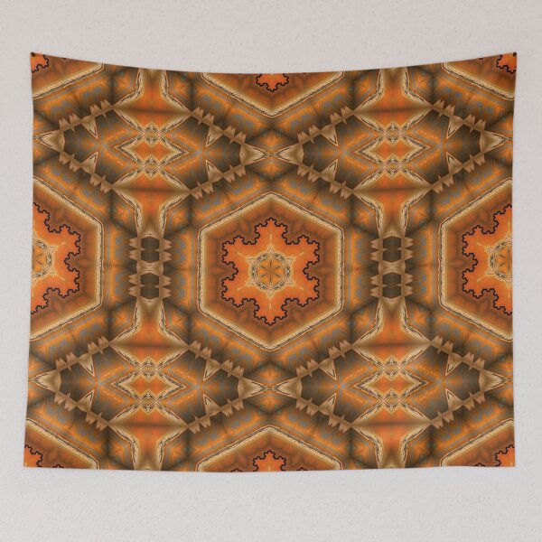 Item preview, intricate hexagonal gold and orange unique snowflake design designed and sold by mister-john.