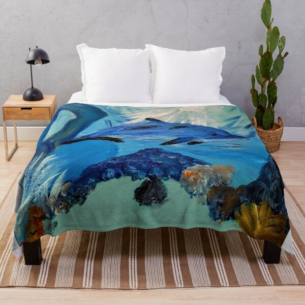 Item preview, Dolphin underwater with sun breaking through the water designed and sold by kkartwork.