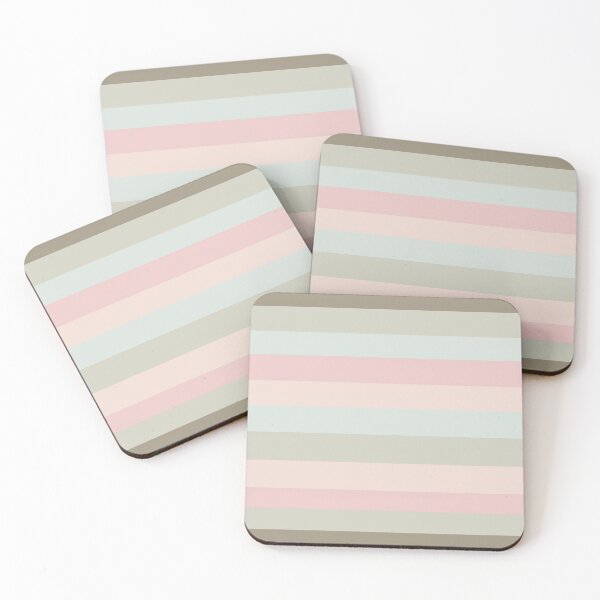 Item preview, Pastel Shabby Chic Beige Peach Teal Horizontal Stripe Pattern designed and sold by AmethystShop.