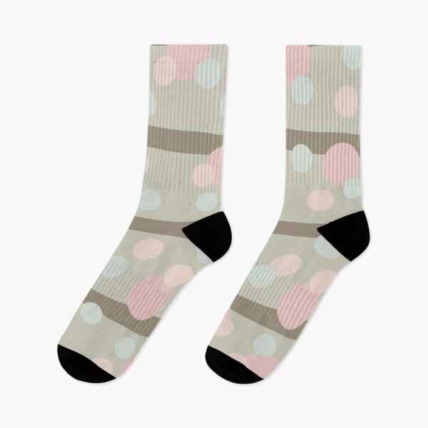 Item preview, Pastel Shabby Chic Beige Peach Teal Stripe Circle Pattern designed and sold by AmethystShop.