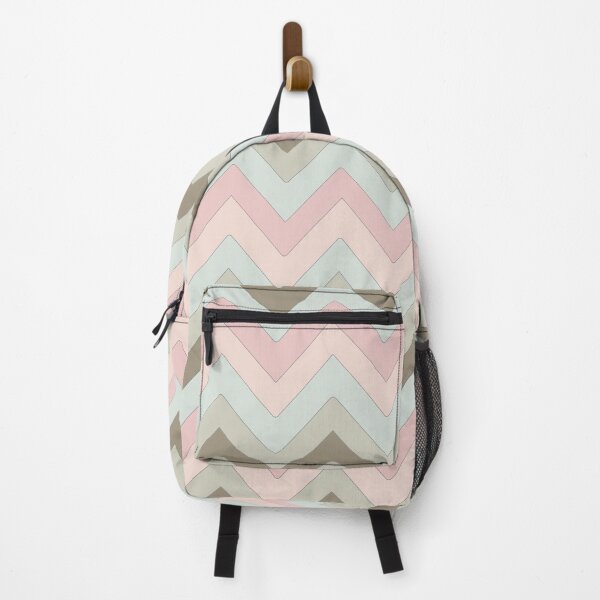 Item preview, Pastel Shabby Chic Beige Peach Teal Layered Zigzag Pattern designed and sold by AmethystShop.