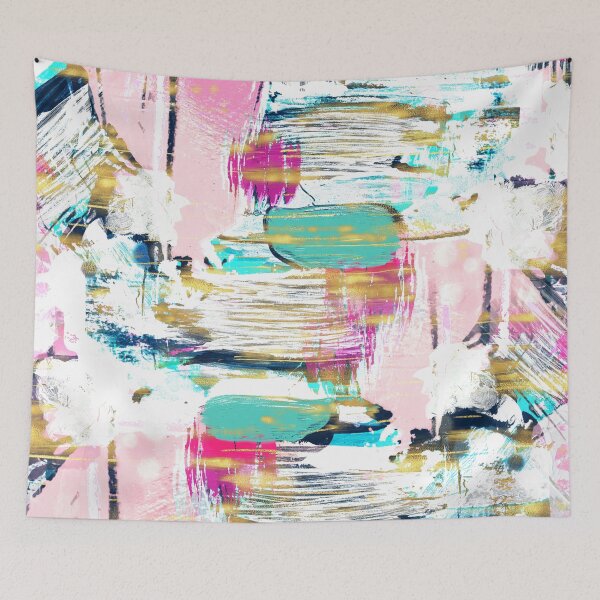 Item preview, Blue Pink Gold Brush Painting designed and sold by InovArtS.