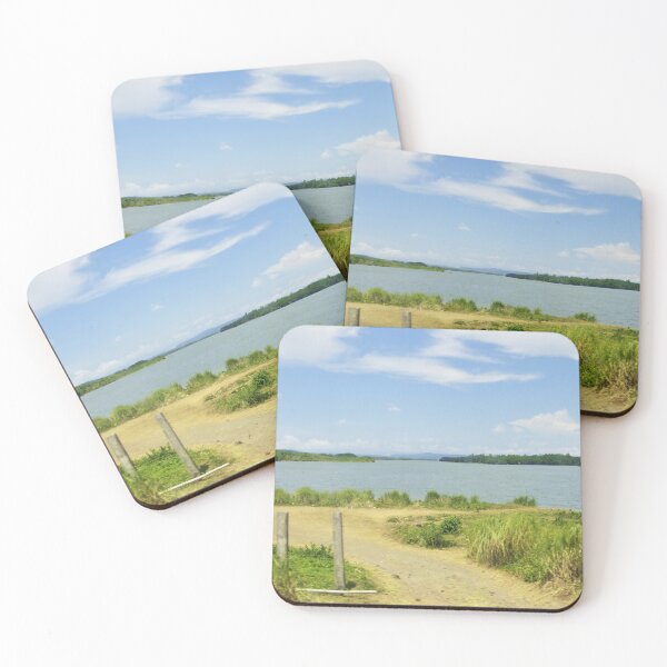 Item preview, Blue Lake by the Dusty Road | Green Islands Blue Sky | Nostalgic Relaxing Nature designed and sold by AmethystShop.