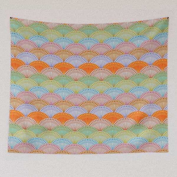 Item preview, Japanese Colorful Fans Kimono Pattern designed and sold by Anna Lemos.
