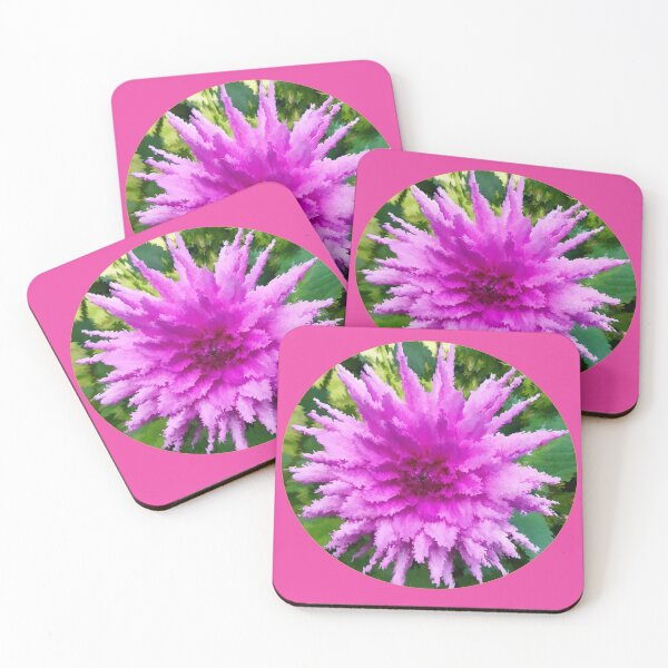 Item preview, Abstract Dahlia in bloom purple flower photography pink background designed and sold by OakendOriginals.
