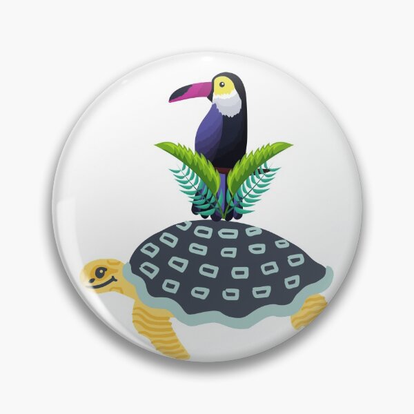 Item preview, Turtle with Tucan and flowers designed and sold by kocakashop.