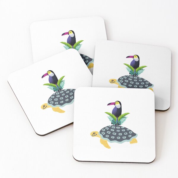 Item preview, Turtle with Tucan and flowers designed and sold by kocakashop.