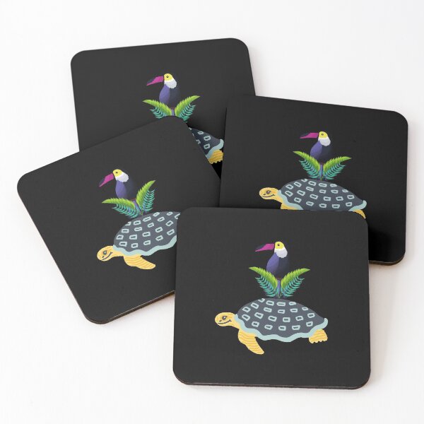 Item preview, Turtle with Tucan and flowers designed and sold by kocakashop.