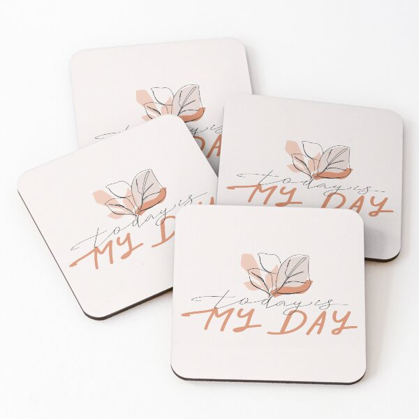 Item preview, One line leaves with abstract shapes and stylish lettering. Typography slogan design "Today is my day". designed and sold by CoCoArt-Ua.