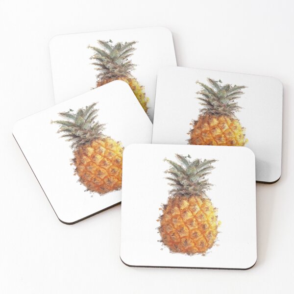 Item preview, Basic white BG painterly pineapple  designed and sold by theinkypensieve.