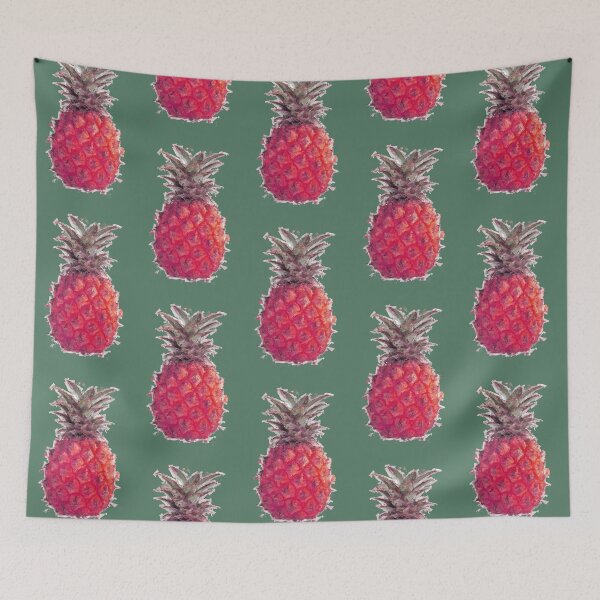 Item preview, Magic Red Pineapple on green background designed and sold by Thecolorschemer.