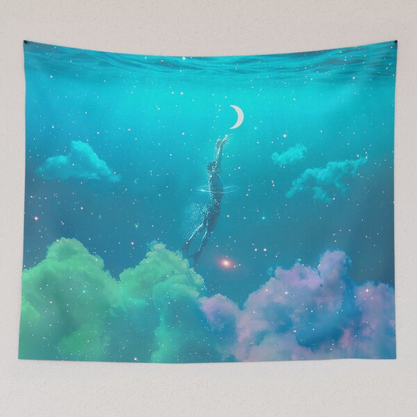 Item preview, Swimming underwater over surreal rainbow clouds  designed and sold by Yasmine khalifa.