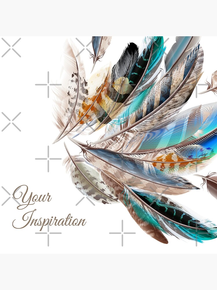 Your Inspiration - Multicolor Falling Feathers blue white brown feathers  Art Board Print for Sale by WearWolfDesigns