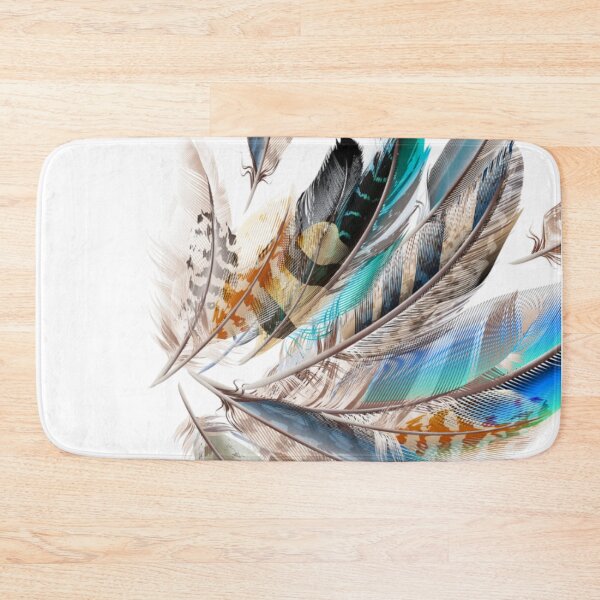 Item preview, Your Inspiration - Multicolor Falling Feathers blue white brown feathers designed and sold by WearWolfDesigns.