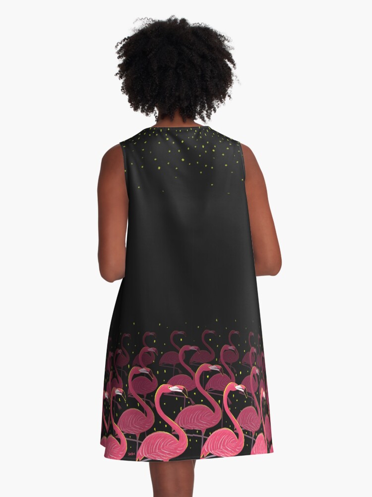 Thumbnail 3 of 4, A-Line Dress, Flamingo March designed and sold by kookylane.