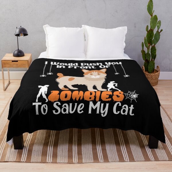 Item preview,  I Would Push You In Front Of  Zombies To Save My Cat, Cute Japanese Bobtail Cat, Cat Lover Zombie Teez, Hungry Ghost, Halloween Gift For Boyfriend designed and sold by Rassitni.