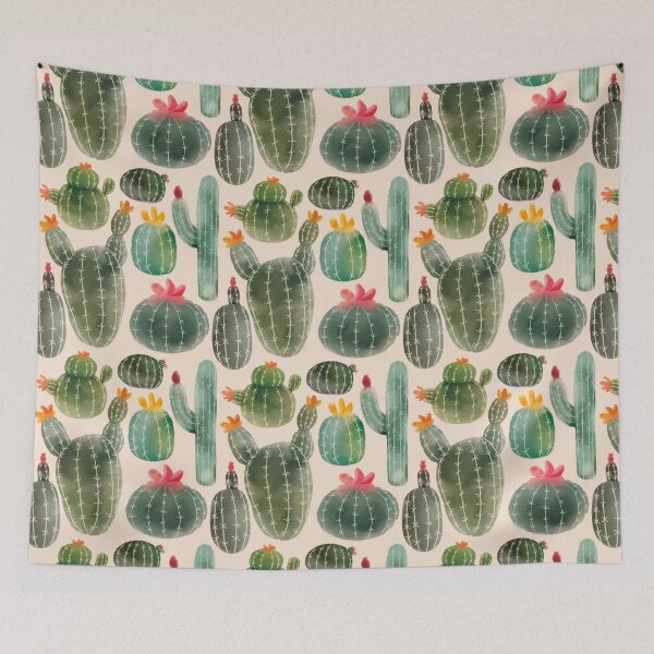 Item preview, Watercolor Cactus - Cute Spring Summer Nature Floral Seamless Pattern designed and sold by TheRainbowRoom.