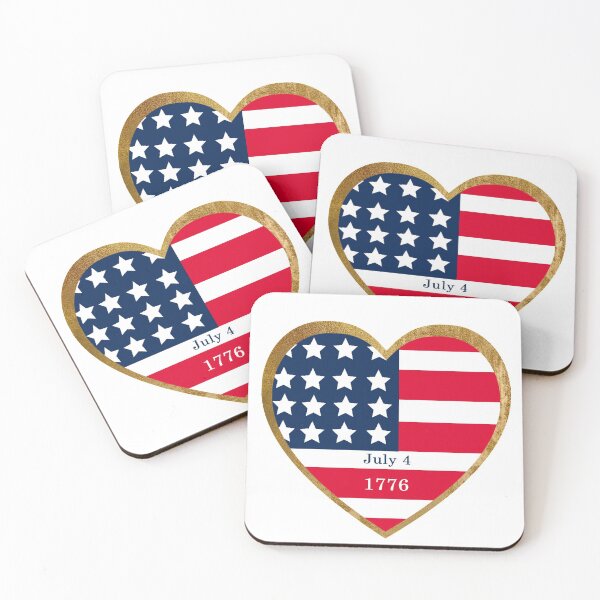 Item preview, American Flag - Stars and Stripes red white blue in a gold heart  -  USA Independence Day designed and sold by Star58.
