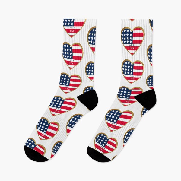 Item preview, American Flag - Stars and Stripes red white blue in a gold heart  -  USA Independence Day designed and sold by Star58.