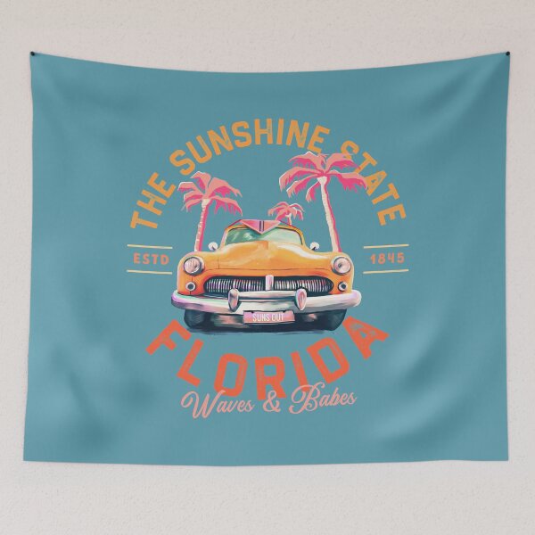 Item preview, Florida, The Sunshine State: Waves & Babes. Cool Retro Surf & Travel Art designed and sold by The Whiskey Ginger Design Shop.
